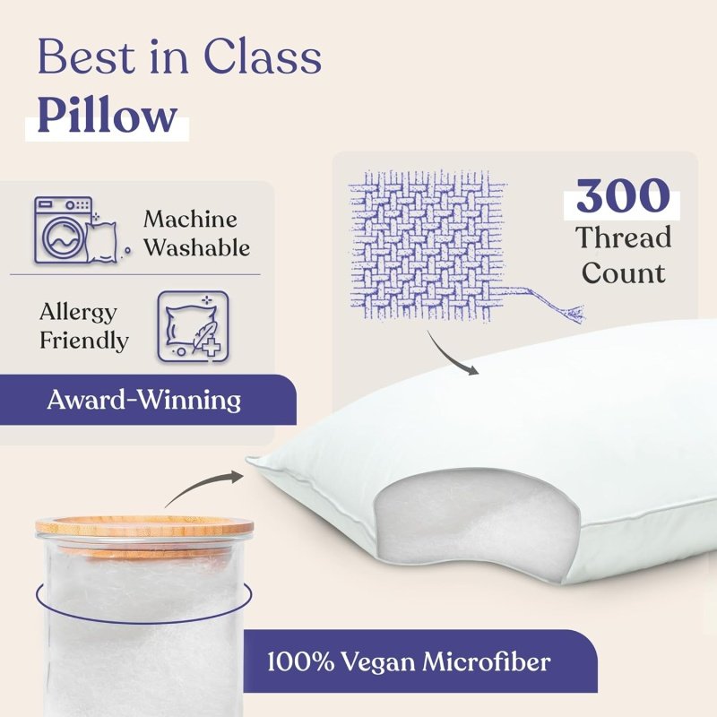 FluffCo Zen Pillow Down Alternative Standard/Queen Size Pillows - Image 3