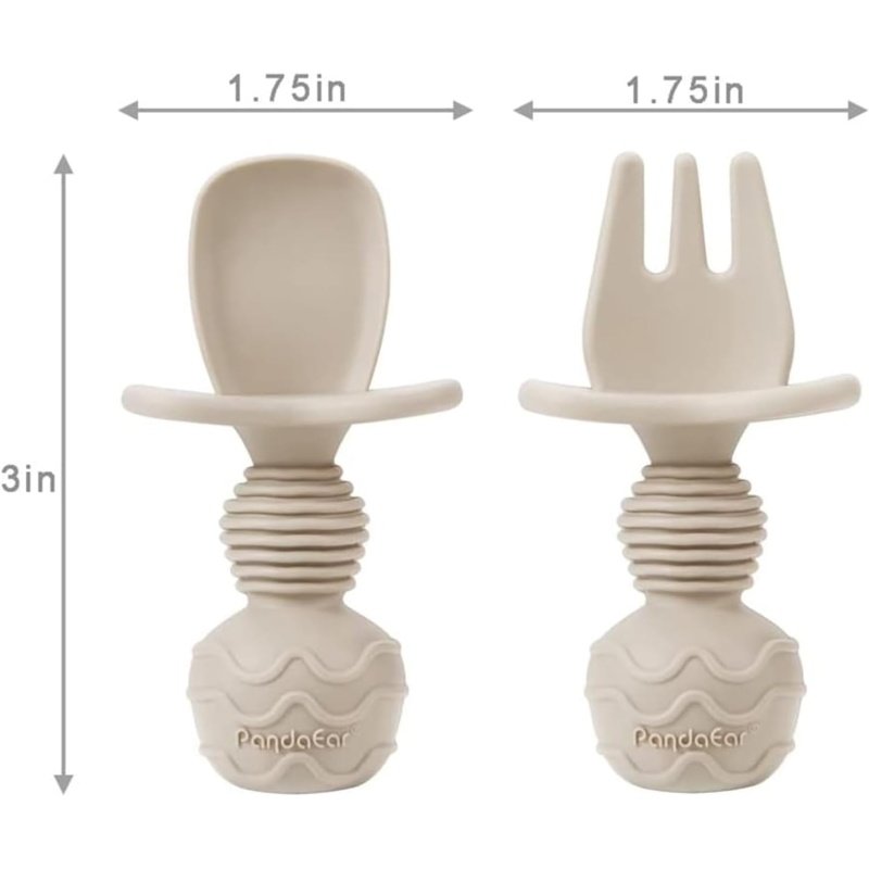 PandaEar 6 Pack Silicone Baby Spoons and Fork Feeding Set - Image 2