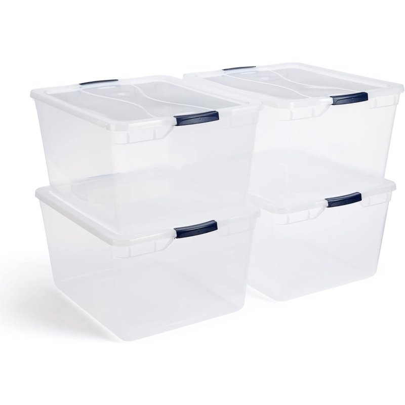 Rubbermaid Cleverstore 74 Quart Latching Plastic Storage Containers