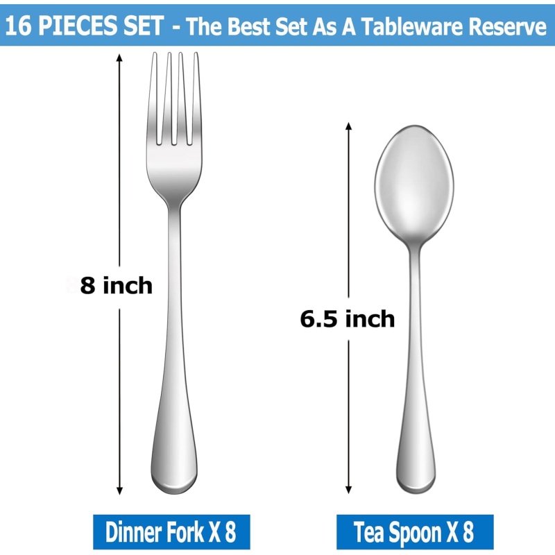 16 Pcs Forks and Spoons Silverware Set - Image 2