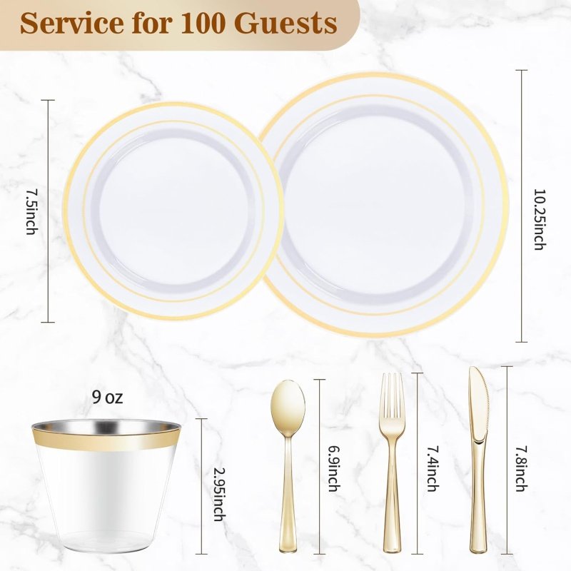 600PCS Gold Dinnerware Set - Image 4