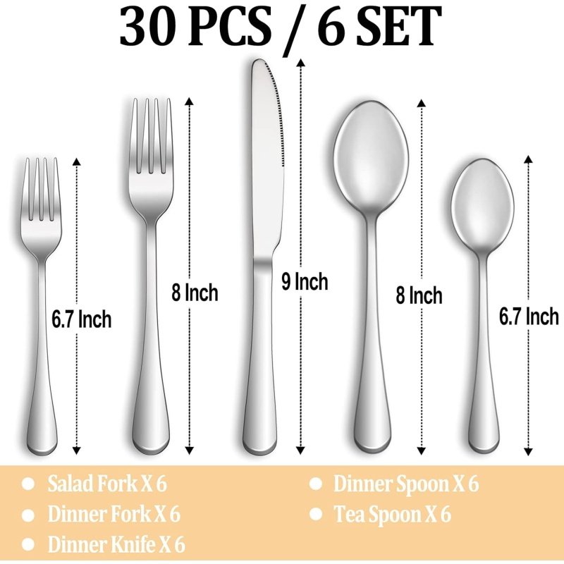 MUTNITT 30 Pcs Silverware Set Service for 6 - Image 2