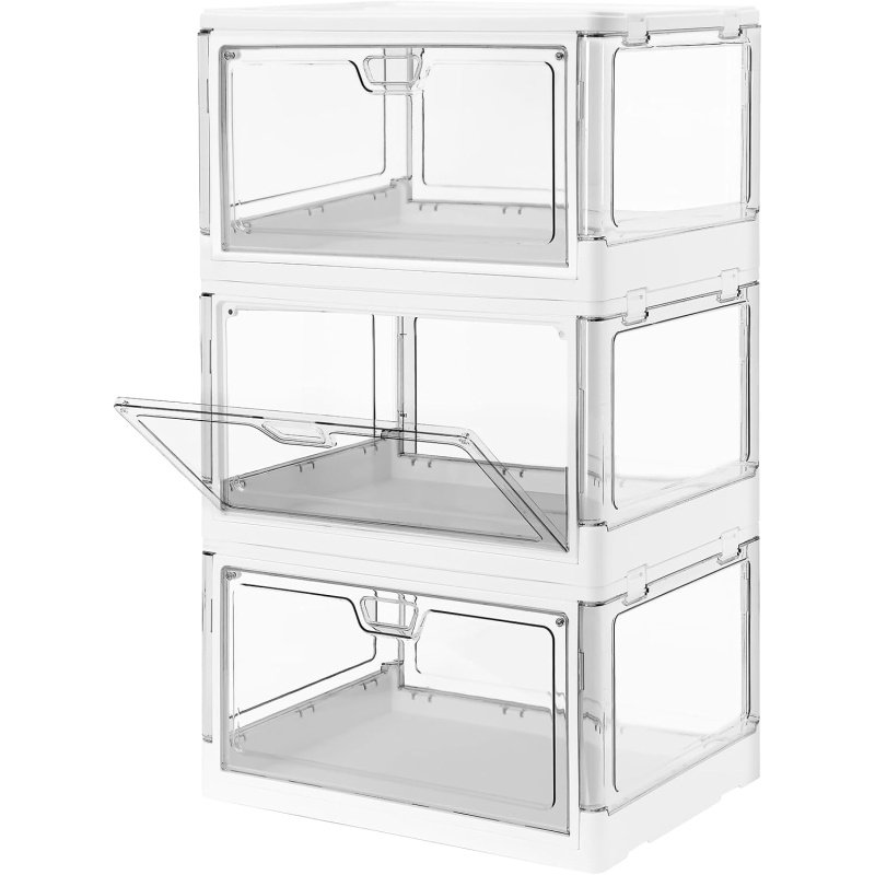 3-Pack Clear Stackable Storage Bins