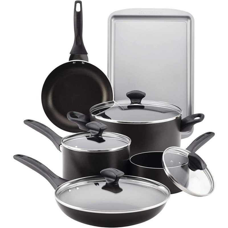 Farberware Dishwasher Safe Nonstick Cookware Pots and Pans Set - Image 2