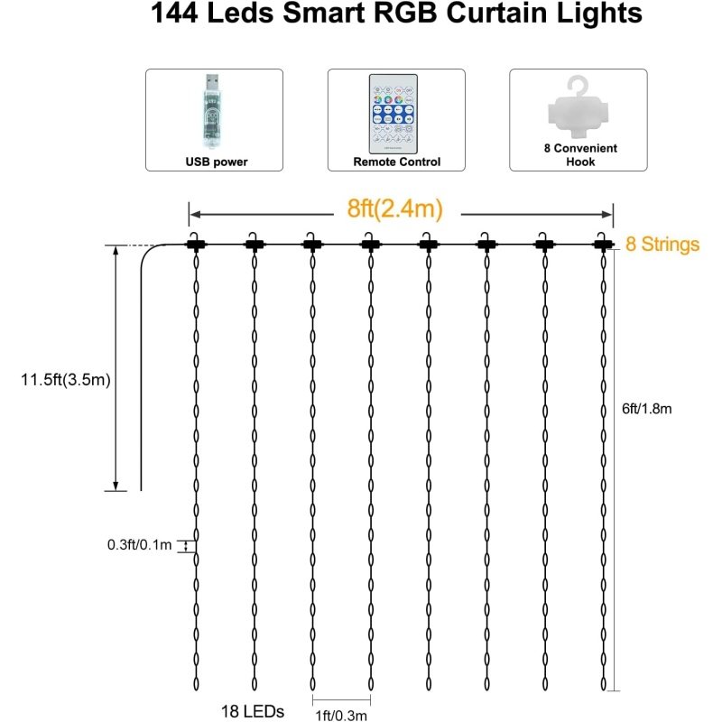 Smart Curtain Lights RGB 5050 Built in Chip - Image 7