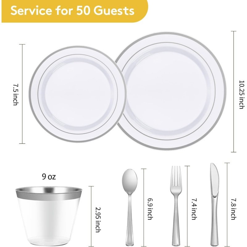 Goodluck 300 Piece Disposable Silver Plates - Image 5