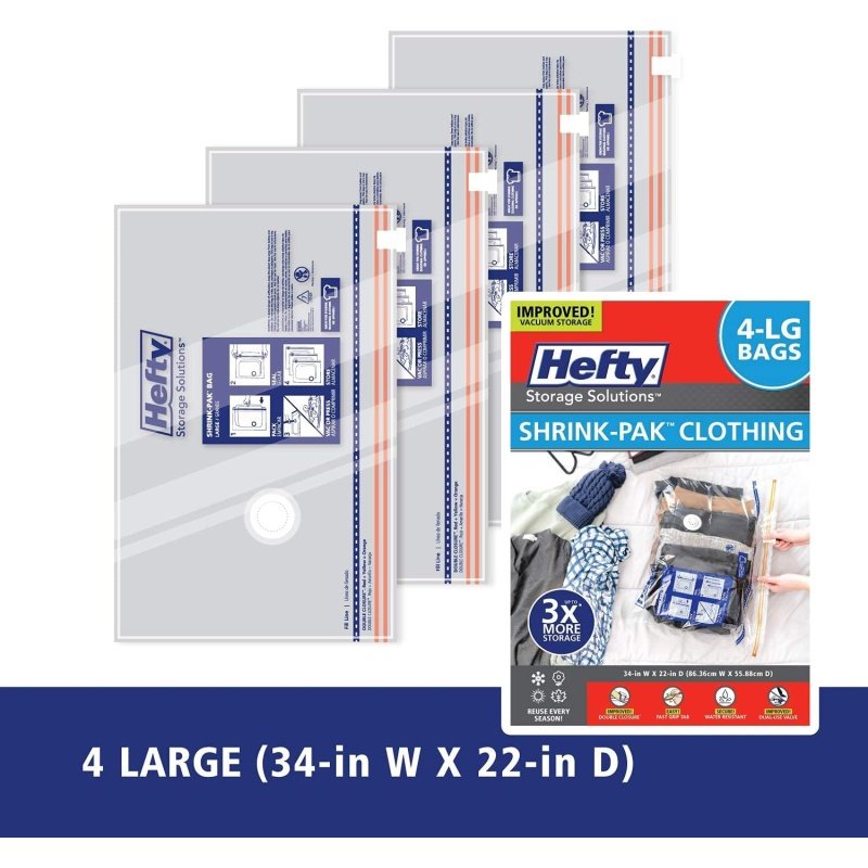 Hefty Shrink-Pak - 4 Large Vacuum Storage Bags - Image 2