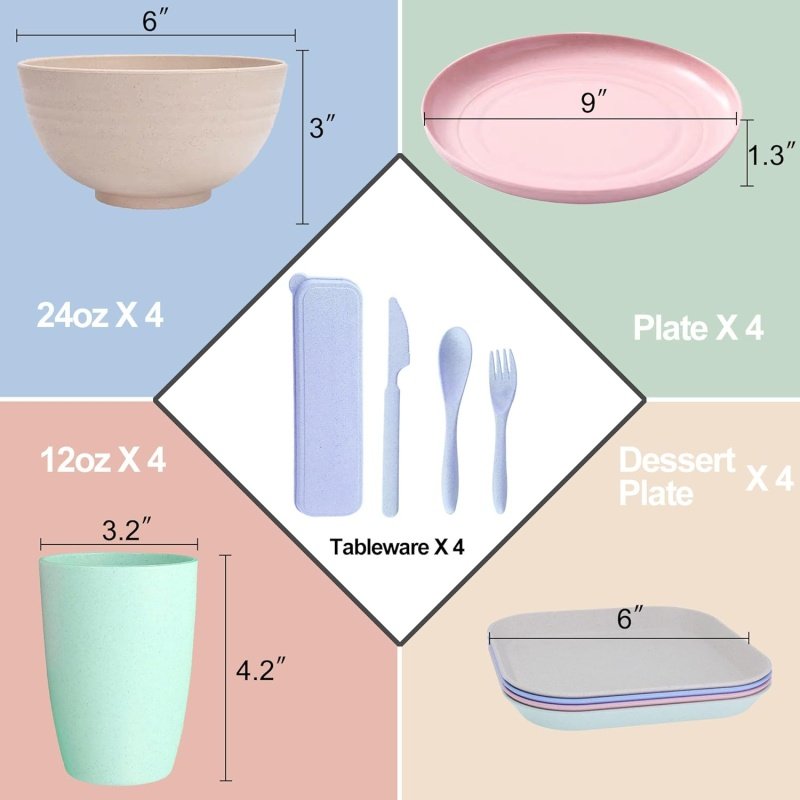 Unbreakable Wheat Straw Dinnerware Sets - Image 2