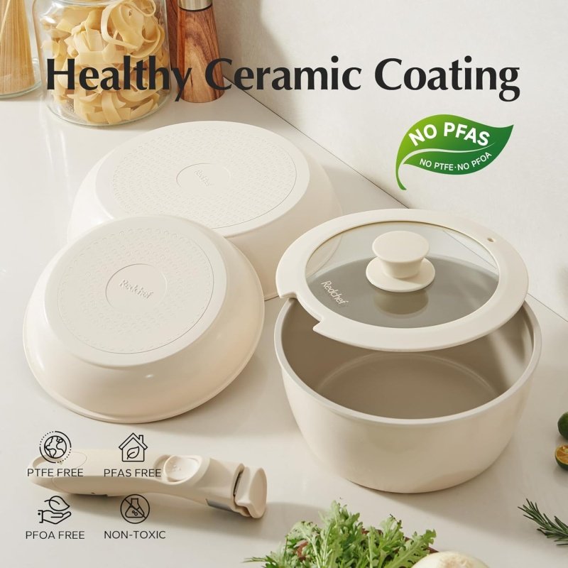 Redchef Ceramic Pots and Pans Set Non Stick - Image 3