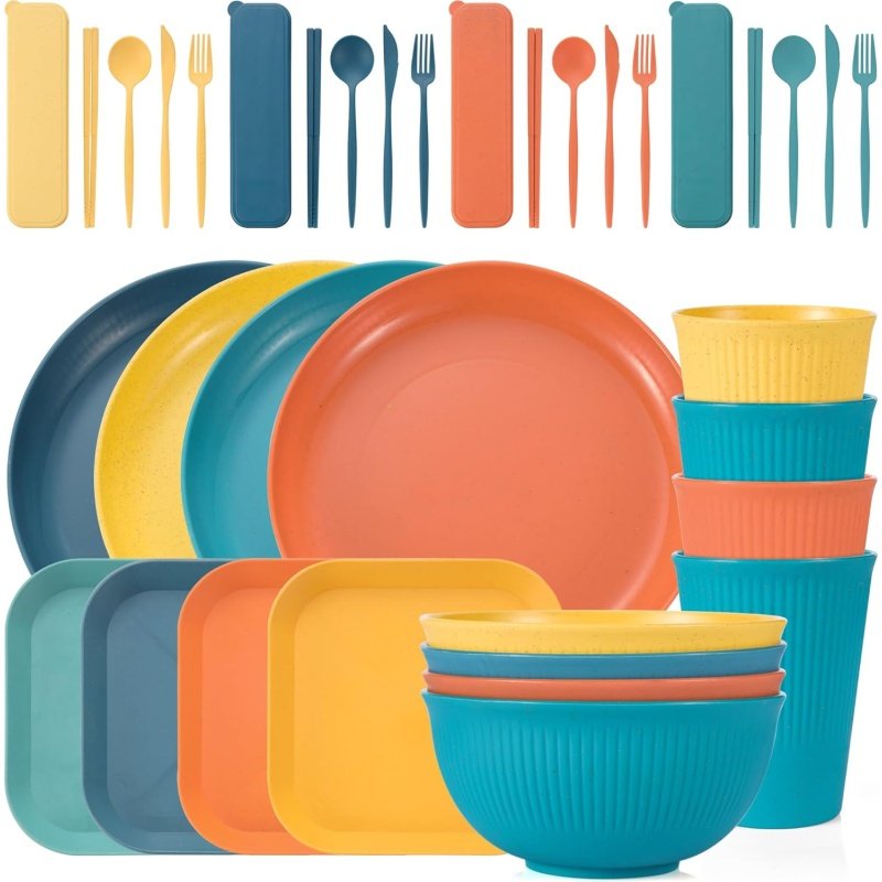 36PCS Wheat Straw Dinnerware Sets