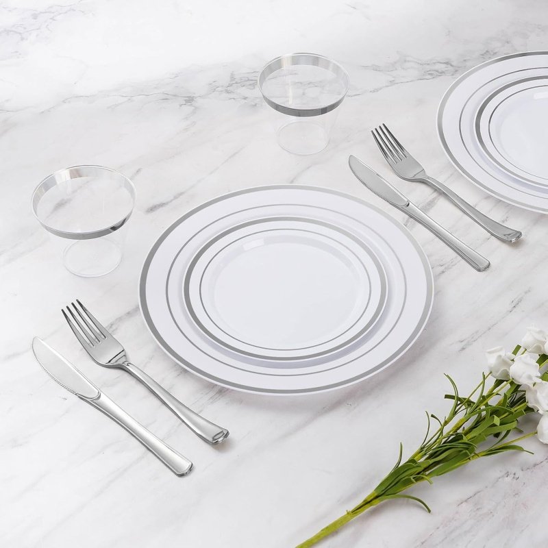 Goodluck 300 Piece Disposable Silver Plates - Image 4