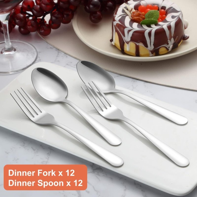 24-piece Forks and Spoons Silverware Set - Image 5