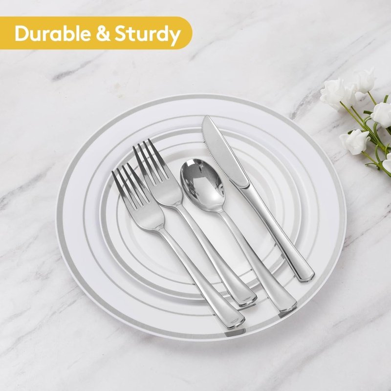 Goodluck 300 Piece Disposable Silver Plates - Image 6