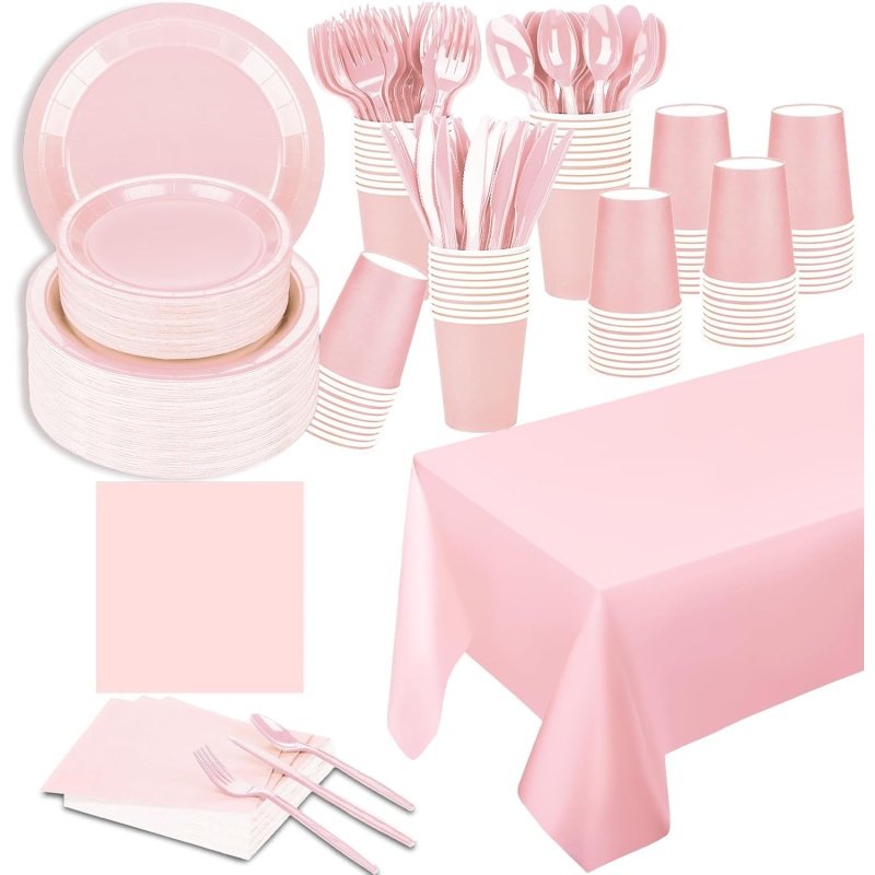 TWOWYHI 229PCS Pink Party Supplies Set