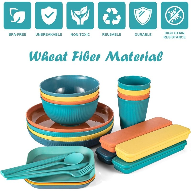 36PCS Wheat Straw Dinnerware Sets - Image 2