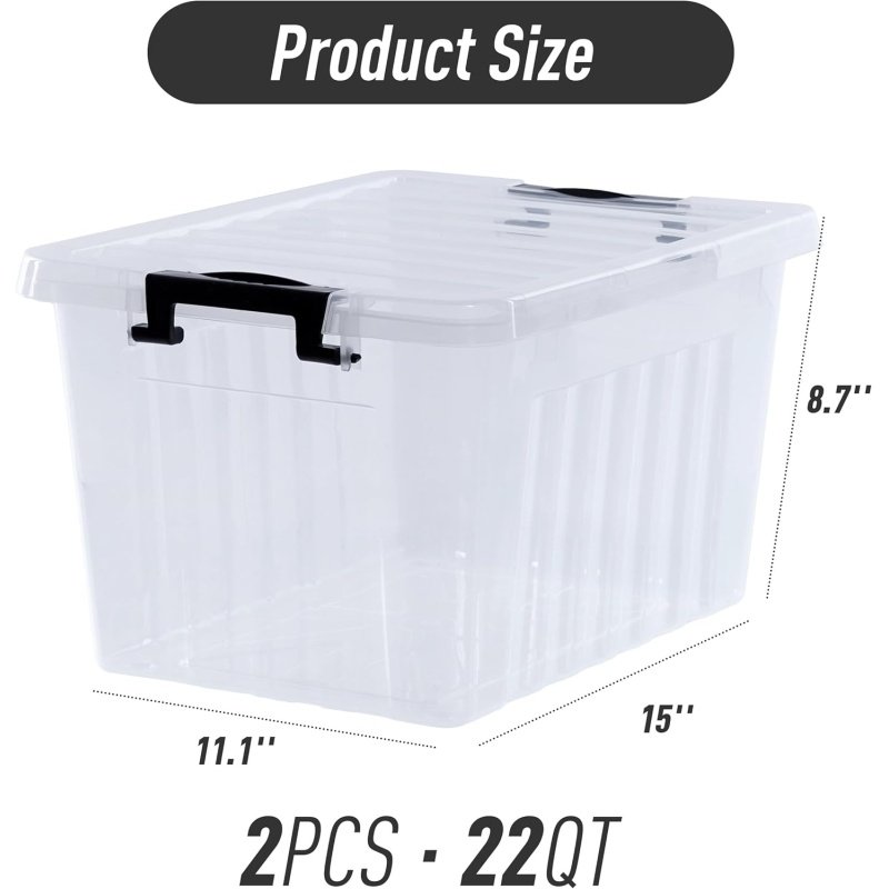 Citylife 22 QT Clear Plastic Storage Bins - Image 3