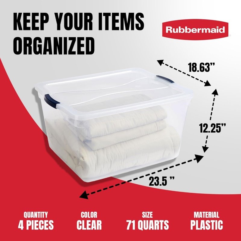 Rubbermaid Cleverstore 74 Quart Latching Plastic Storage Containers - Image 4