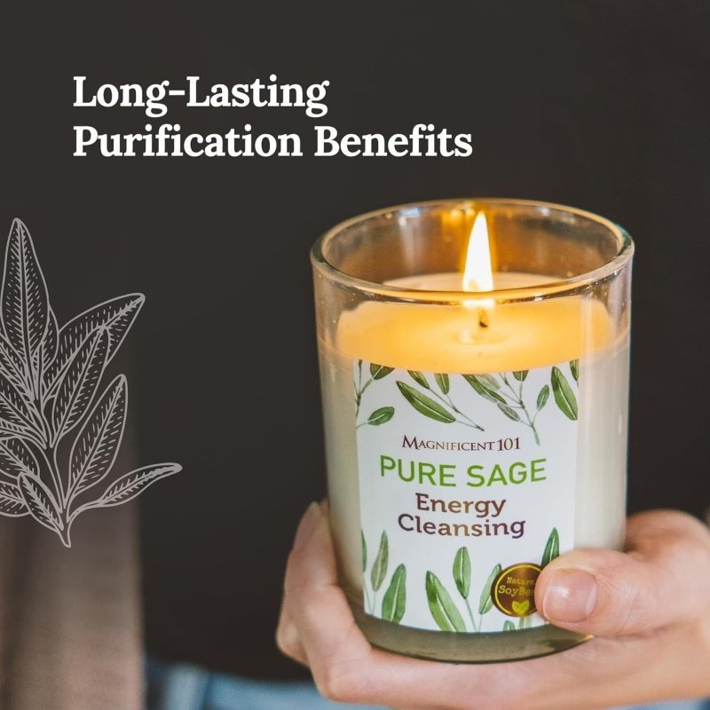 Magnificent 101 Set of 3 Long Lasting Pure Sage Candles - Image 2