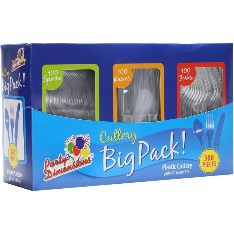 Party Dimensions 300 Count Plastic Cutlery Combo Box, Disposable Clear Plastic - Image 4