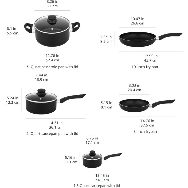 Amazon Basics Non Stick 8-Piece Kitchen Cookware Set - Image 5