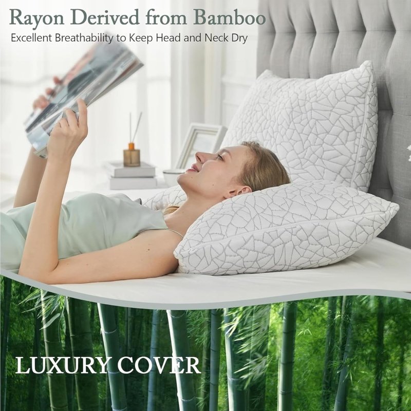 BPC Premium Rayon Derived from Bamboo Pillows Queen Size Set - Image 4