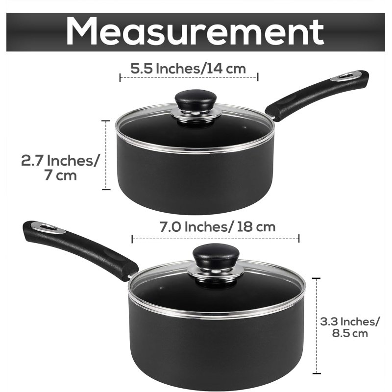 Utopia Kitchen Nonstick Saucepan Set - Image 2