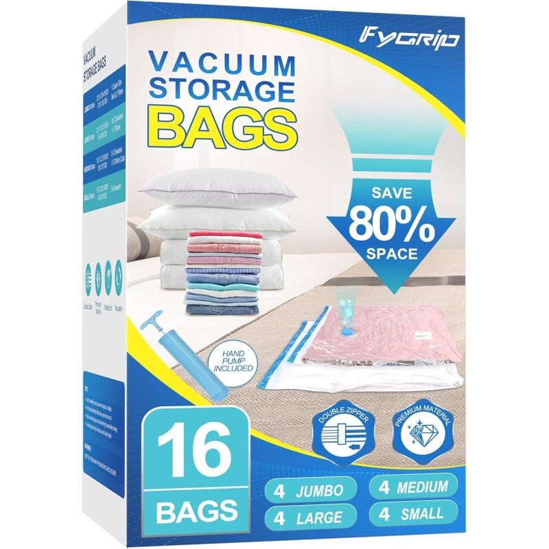 16 Pack Vacuum Storage Bags