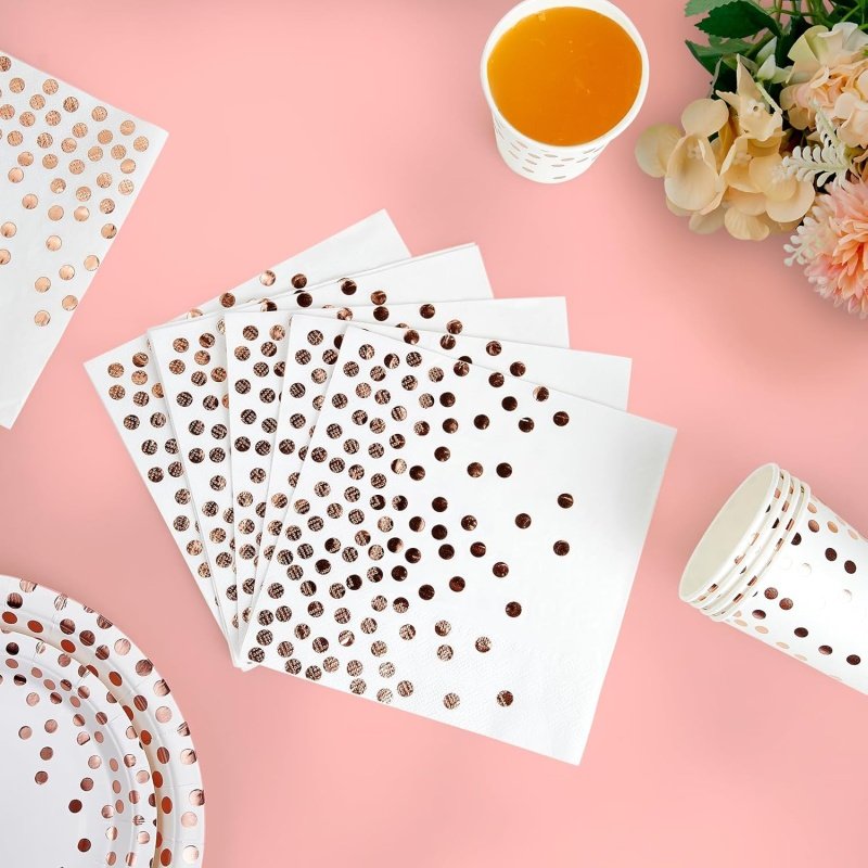 White and Rose Gold Party Supplies - Image 4