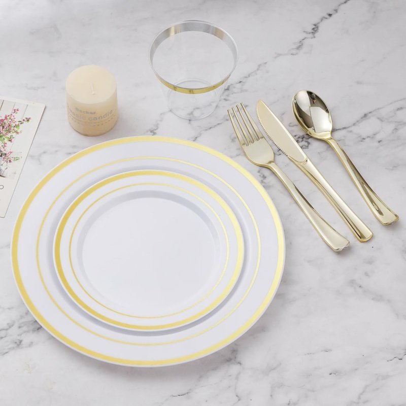 600PCS Gold Dinnerware Set - Image 6