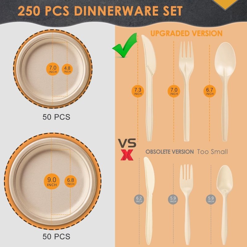 Gezond 250Pcs Disposable Paper Plates Set - Image 6