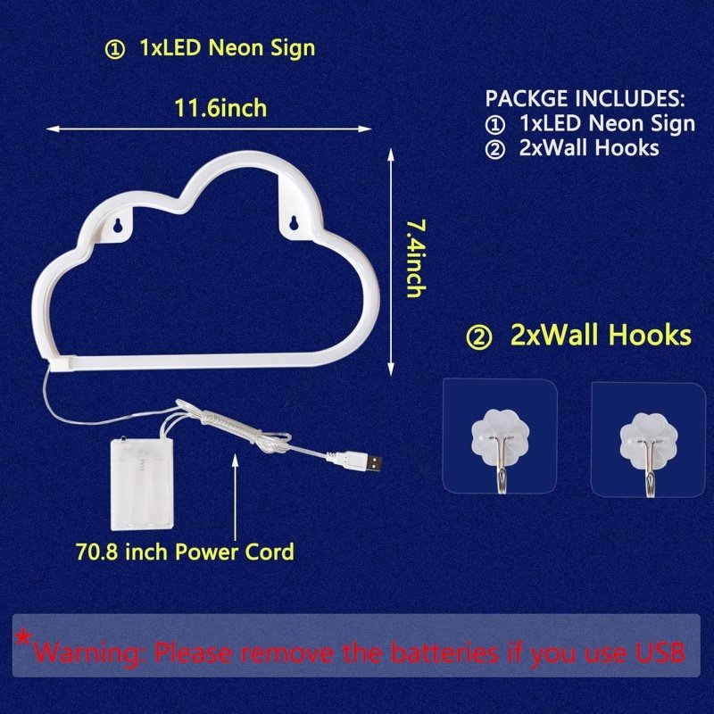 Cloud Neon Signs, LED Cloud Neon Light - Image 3