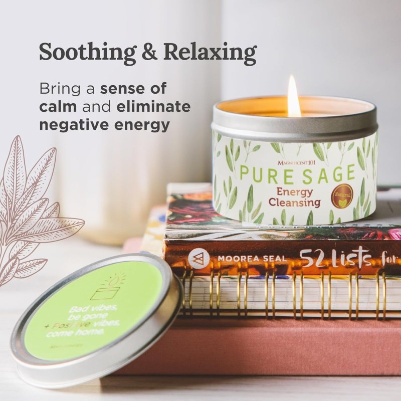 Magnificent 101 Long Lasting Pure White Sage Candle - Image 4