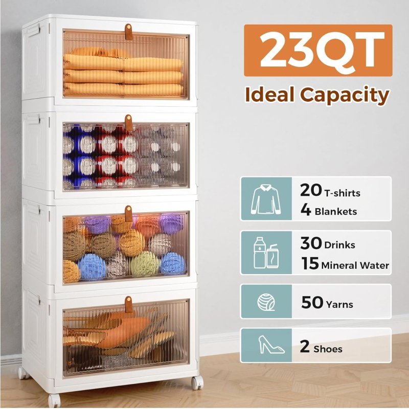 4 Tier Stackable Plastic Storage Bins - Image 4