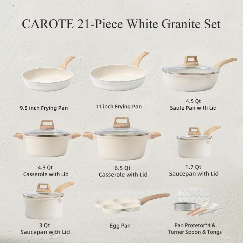 CAROTE 21Pcs Pots and Pans Set - Image 2