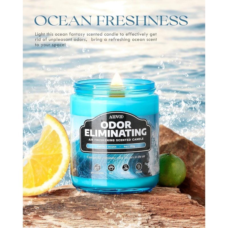 AOOVOO Fantasy Ocean Odor Eliminating Highly Fragranced Candle - Image 4