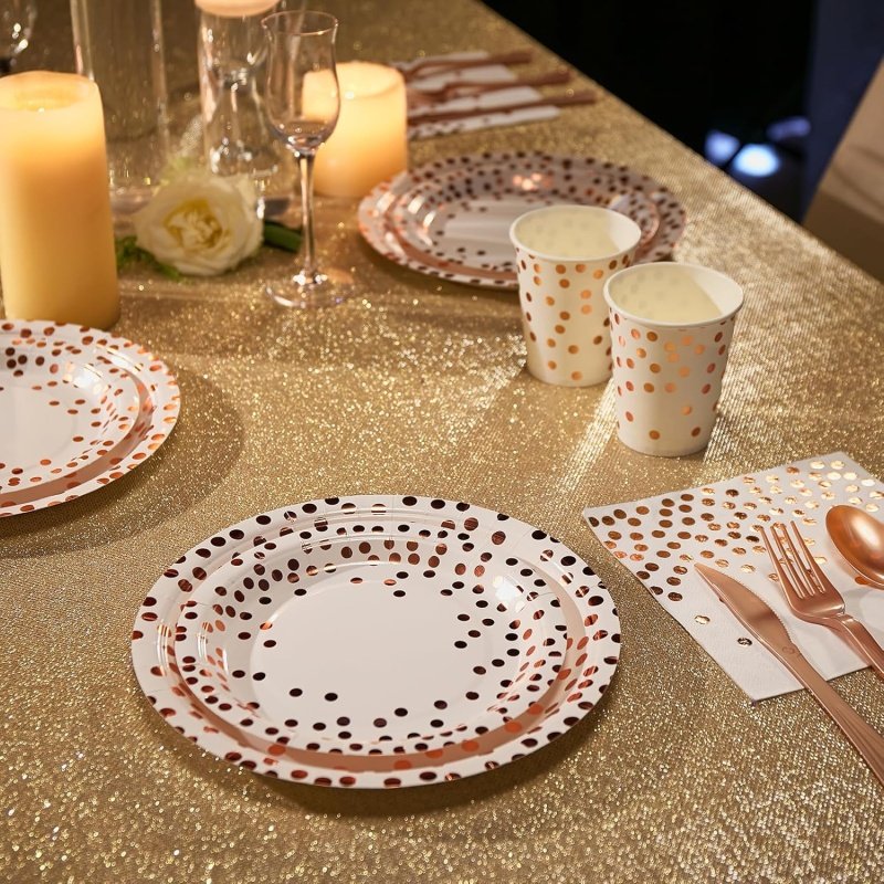 White and Rose Gold Party Supplies - Image 5