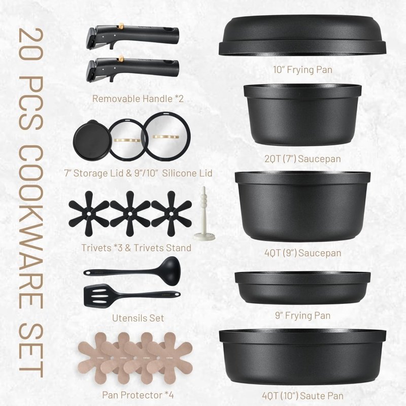 CAROTE 20pcs Pots and Pans Set Non Stick - Image 2