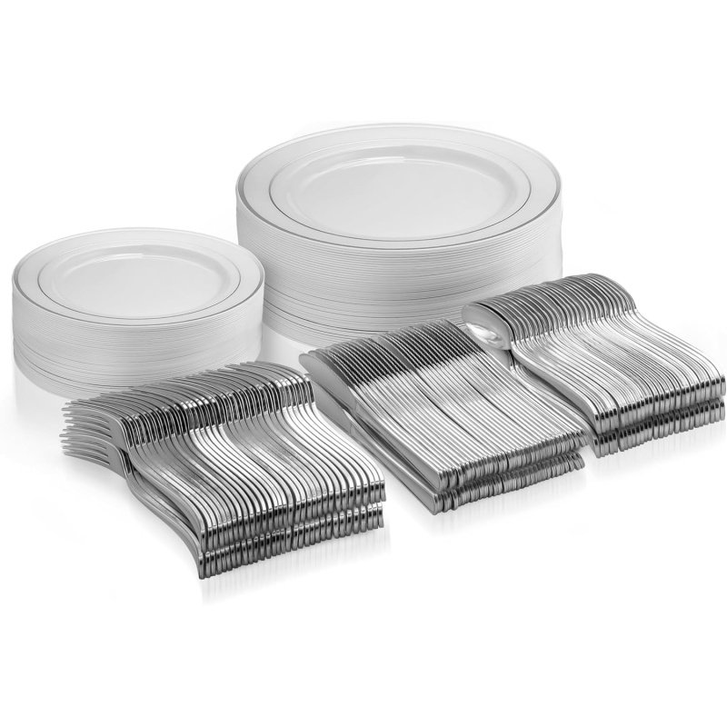 125 Piece Silver Dinnerware Party Set