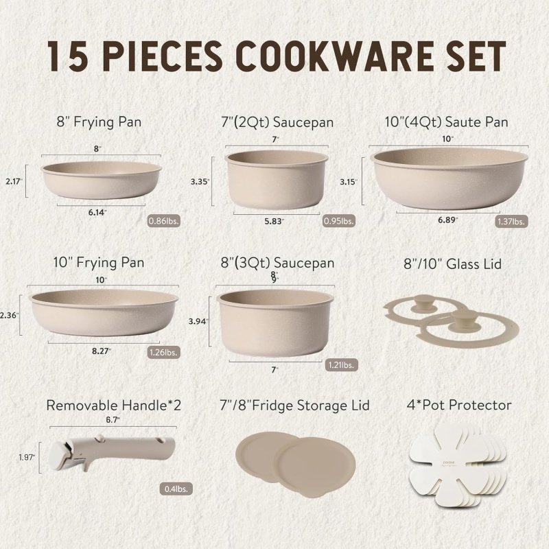 CAROTE 15pcs Pots and Pans Set - Image 2