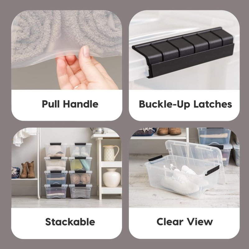 IRIS USA 13 Qt Stackable Plastic Storage Bins - Image 4